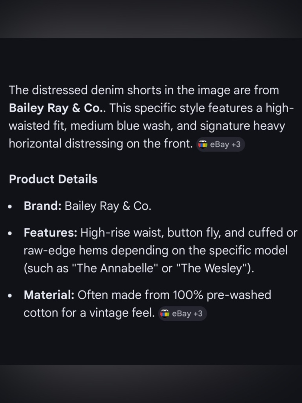. Bailey Ray & Co Dark Wash Distressed High Waist Button Up Denim Shorts 14/31 - Picture 12 of 14